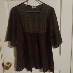 Ladies Chocolate Brown dress top. Size S/M